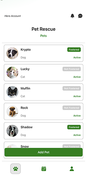 Pet Foster App Screenshot