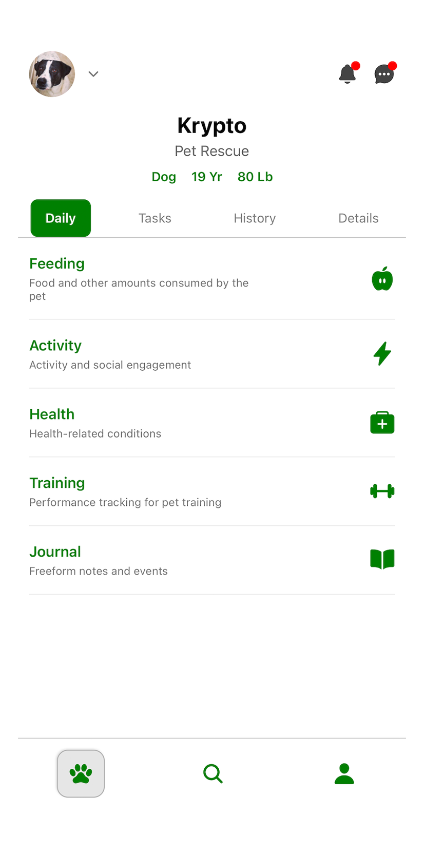 Foster dashboard on mobile