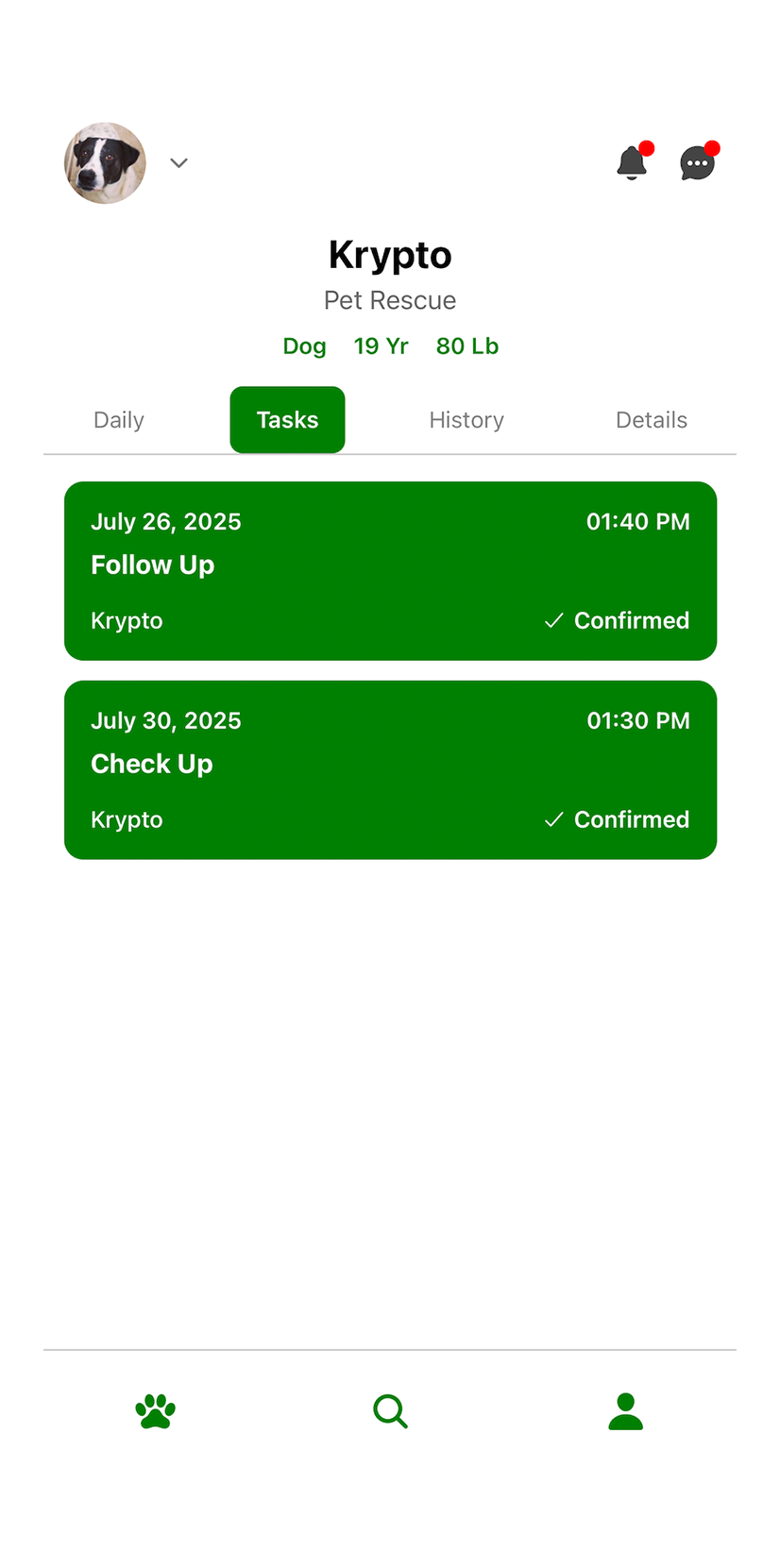 Foster tasks on mobile