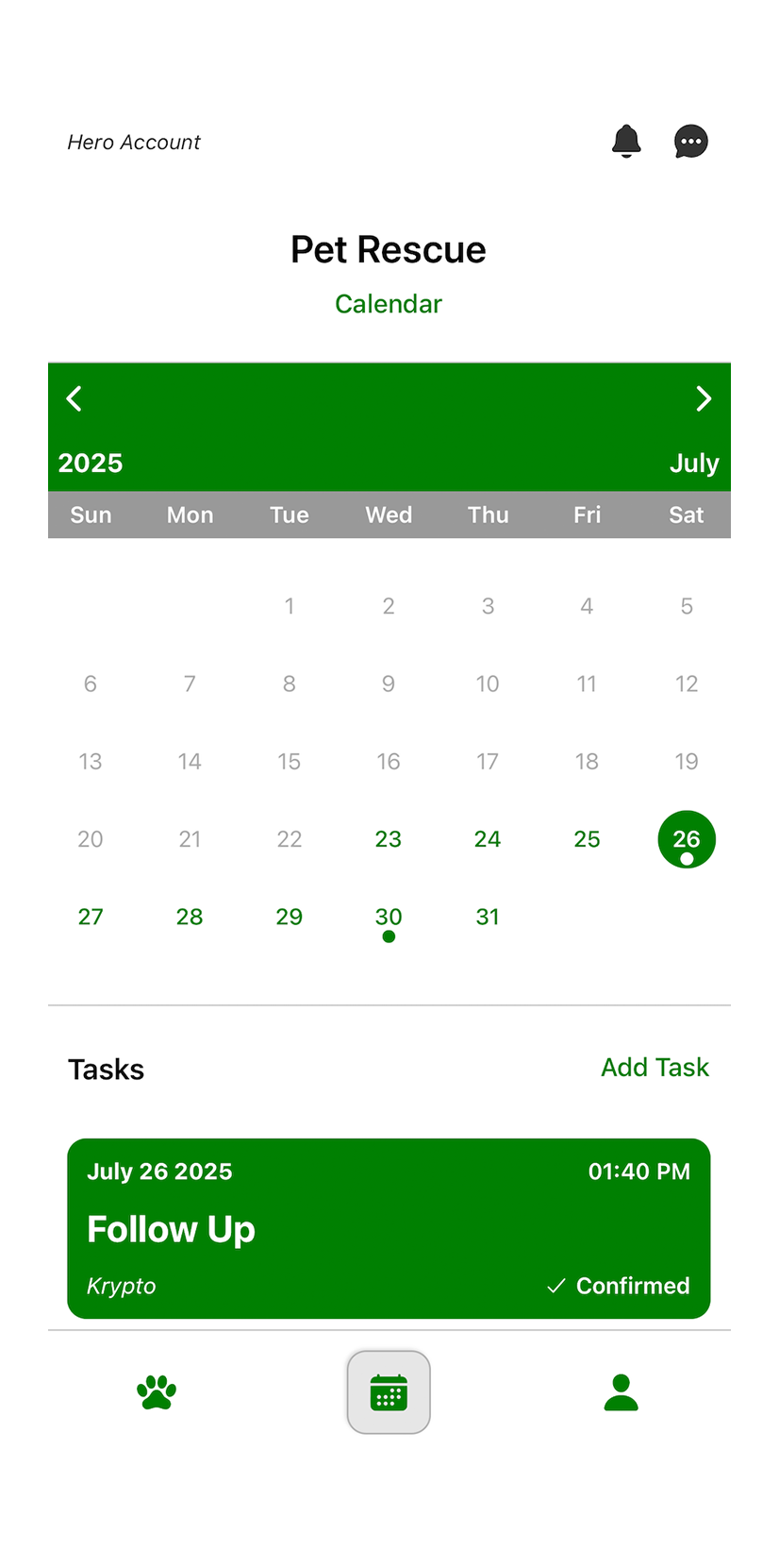 Shelter tasks on mobile